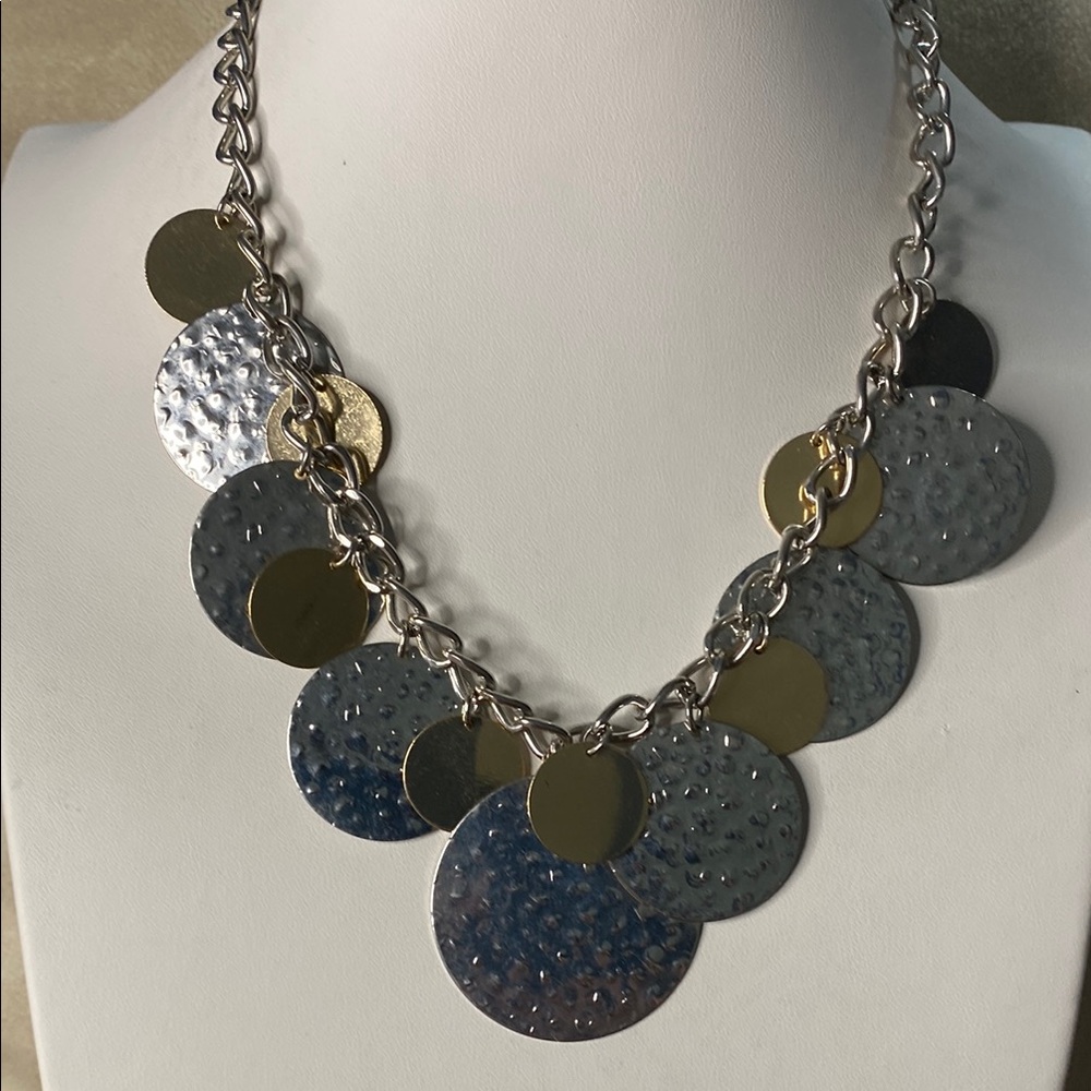 10/$10  Gold tone and Silver Disc Necklace